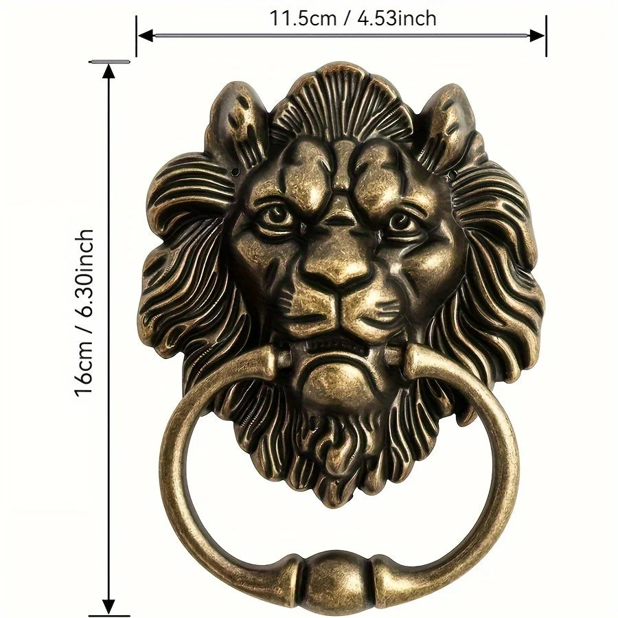 Antique Bronze Lion Head Door Knocker — 6.3"