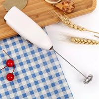 Handheld Electric Milk Frother & Egg Beater — Battery Powered, Stainless Steel