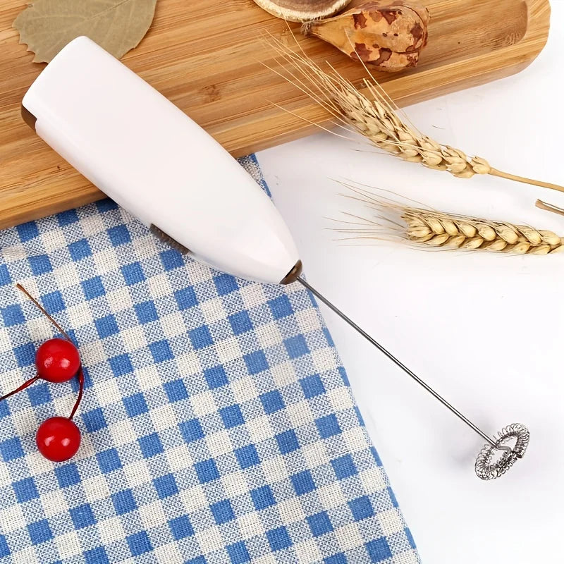 Handheld Electric Milk Frother & Egg Beater — Battery Powered, Stainless Steel