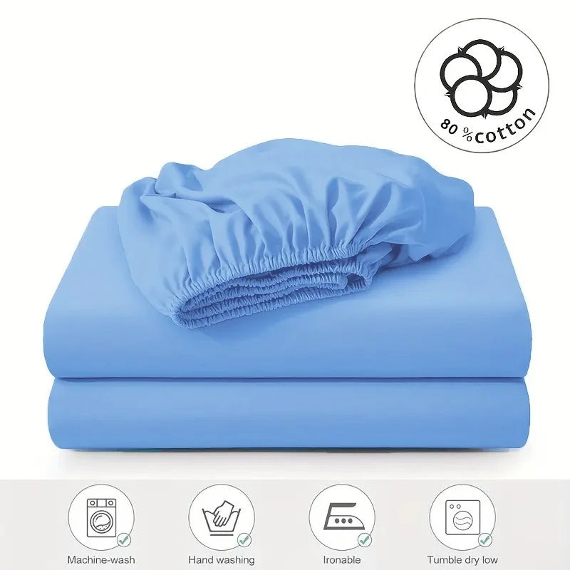 Washed cotton fitted sheet