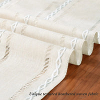 Linen Table Runner with Tassels | Hemstitched | Green, Ivory & Coffee | Multiple Sizes