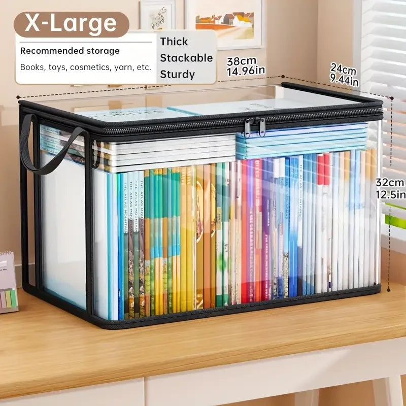 Clear flip-top storage box