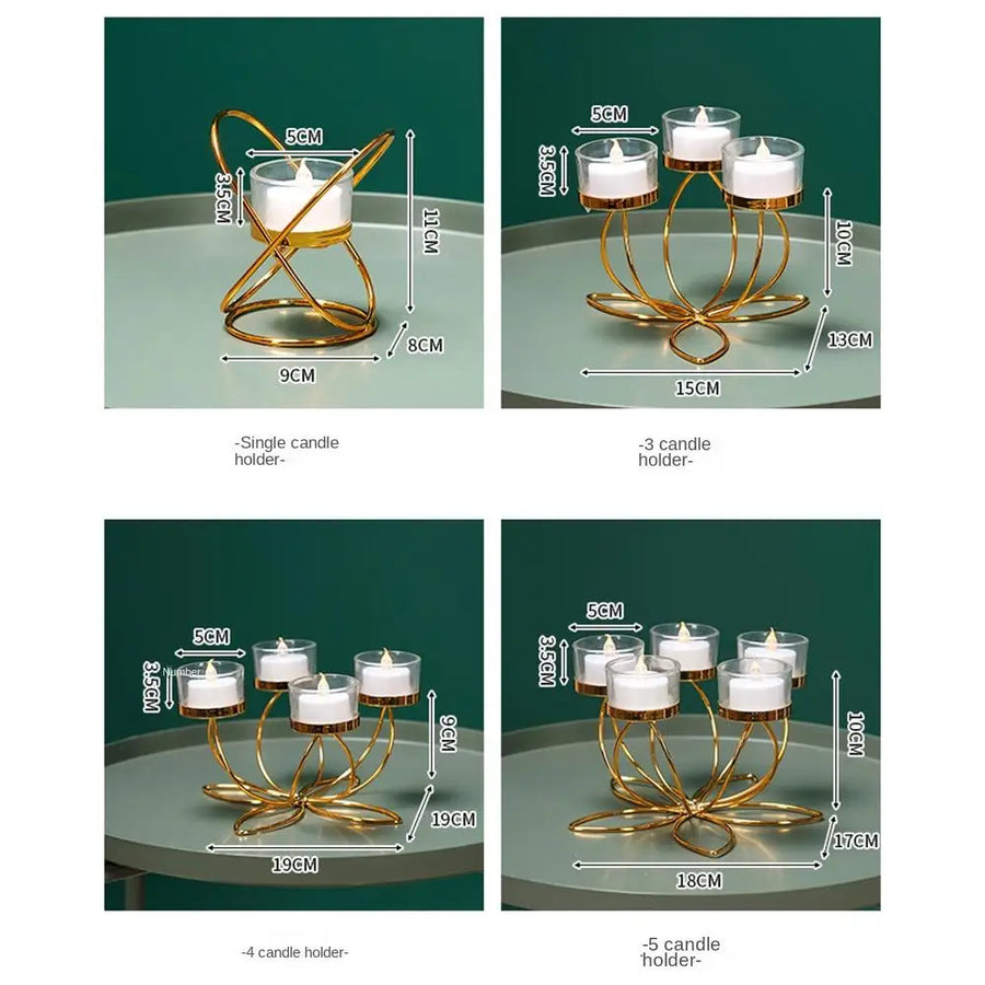 Gold Metal Candlestick Holder | Retro European Style | 1, 3, 4 & 5 Head