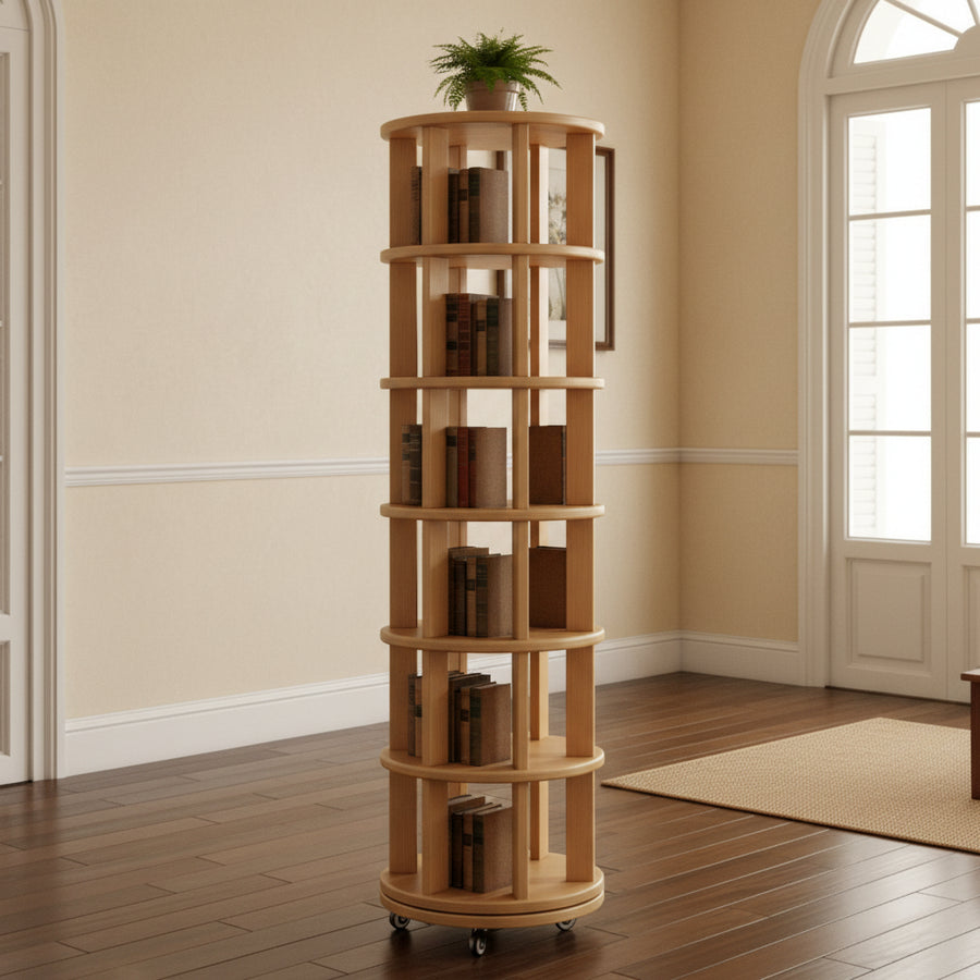 Solid Wood Rotating Bookshelf