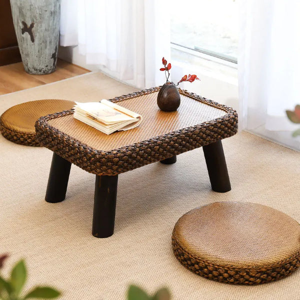 Rattan Coffee Table & Cushion Set