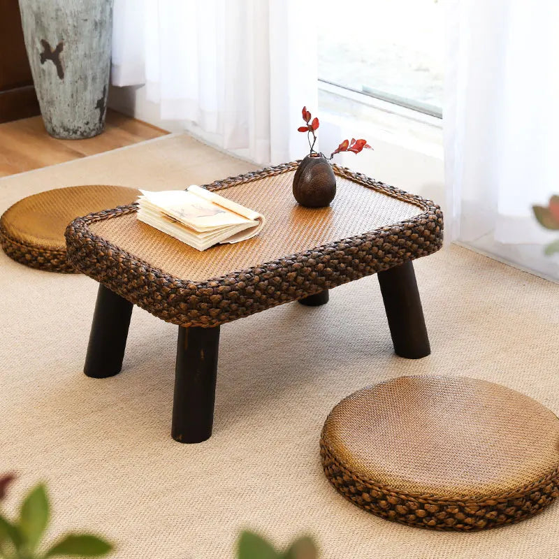 Rattan Coffee Table & Cushion Set
