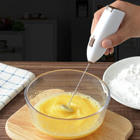 Handheld Electric Milk Frother & Egg Beater — Battery Powered, Stainless Steel