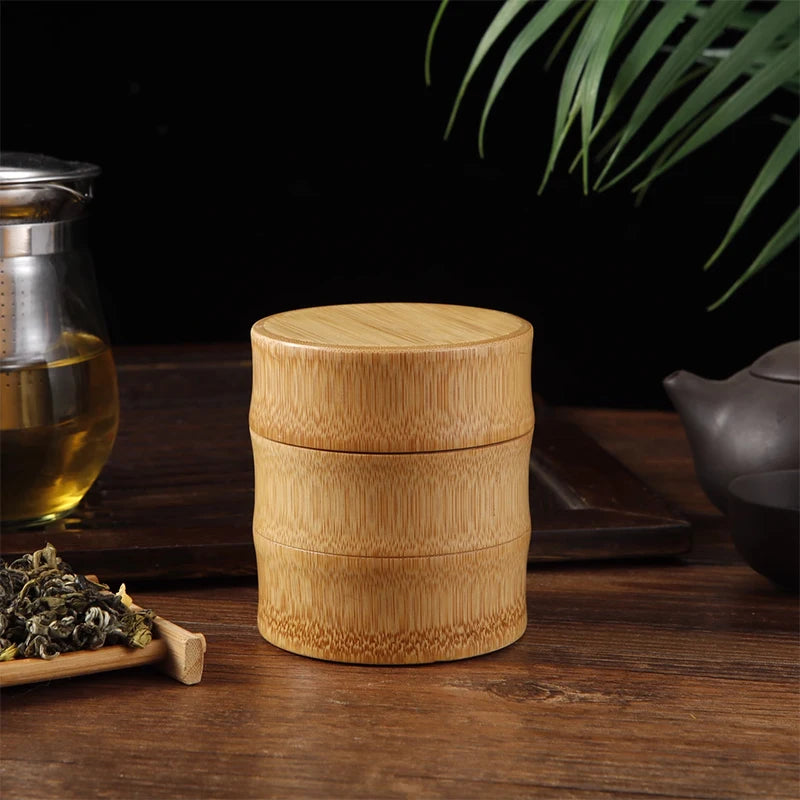 Natural bamboo food storage canister