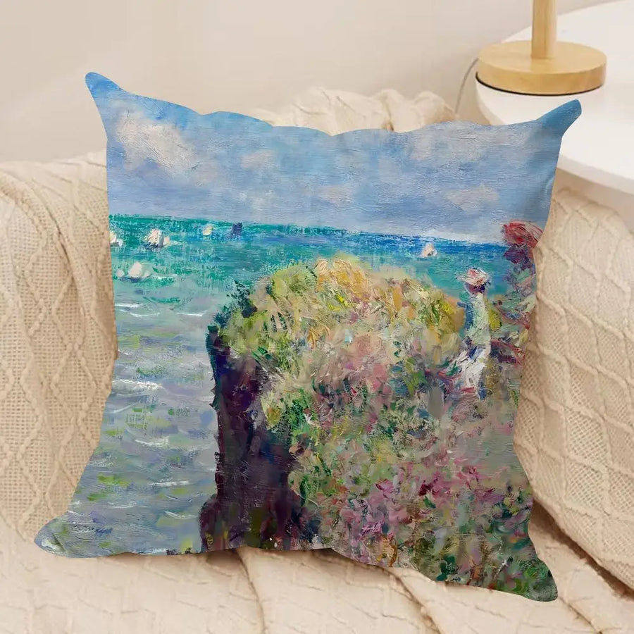 Claude Monet Art Cushion Cover — Silky Short Plush | Invisible Zipper | 10 Designs | 5 Sizes