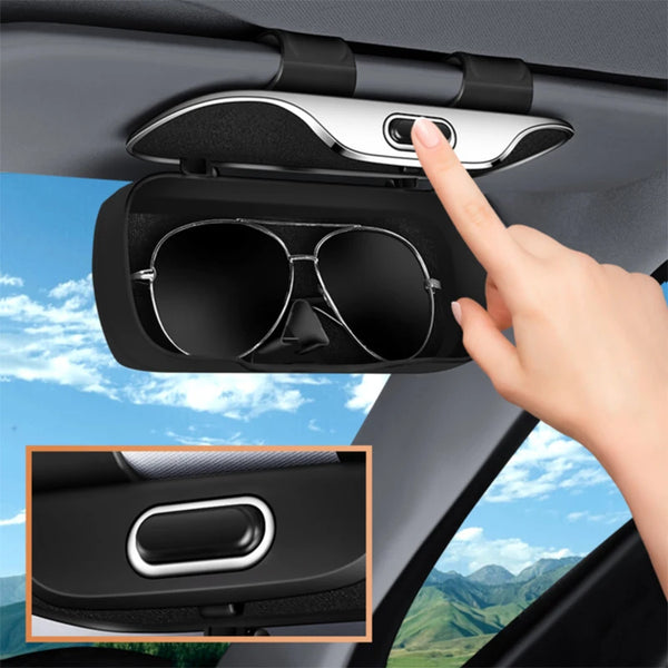 Car Sun Visor Glasses Case | ABS & Flocked Interior | One-Hand Open