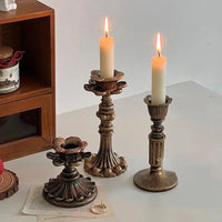 Vintage Tapered Candle Holder | Antique Bronze Resin | Wedding & Home Decor