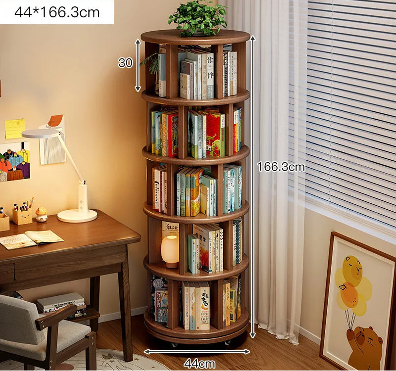 Solid Wood Rotating Bookshelf