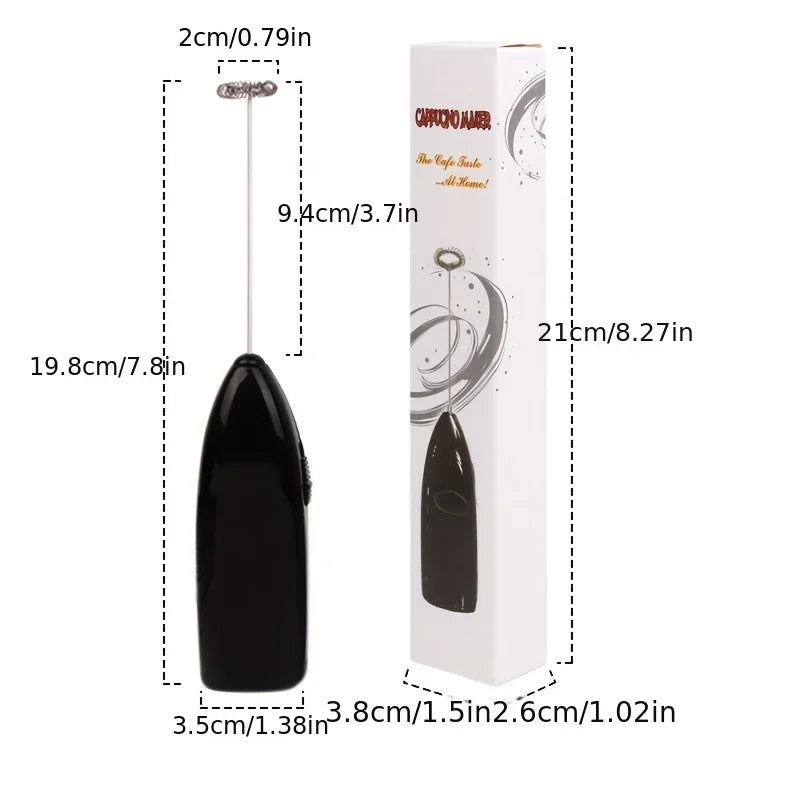 Handheld Electric Milk Frother & Egg Beater — Battery Powered, Stainless Steel