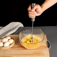 Semi-Automatic Stainless Steel Egg Beater — Hand Push Mixer, S / M / L