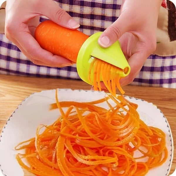Rotary Vegetable Grater & Spiral Peeler — Manual Twist Shredder, Compact