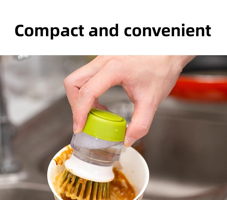 Soap-dispensing dish brush