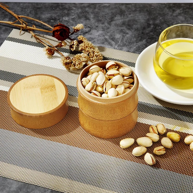 Natural bamboo food storage canister