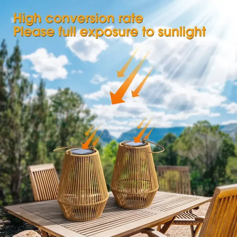 Solar Rattan Hanging Lantern — Waterproof Boho Outdoor Light | Garden, Yard & Patio