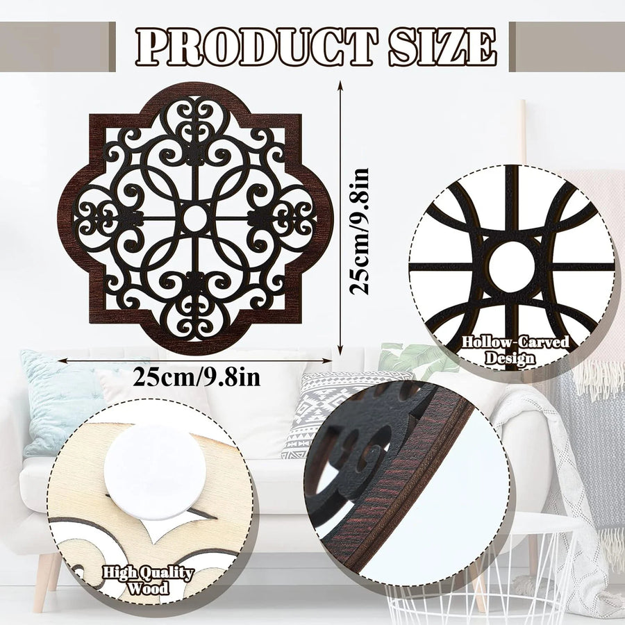 3-piece rustic wood geometric wall art set
