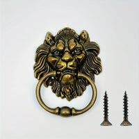 Antique Bronze Lion Head Door Knocker — 6.3"