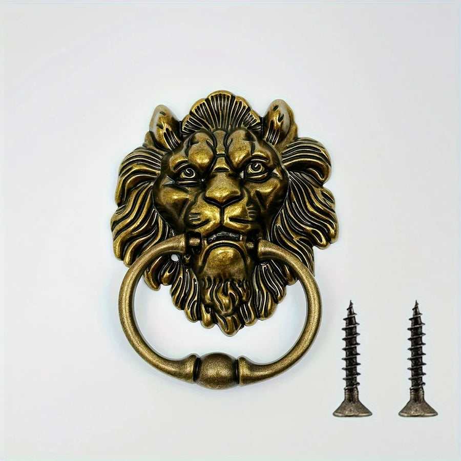 Antique Bronze Lion Head Door Knocker — 6.3"