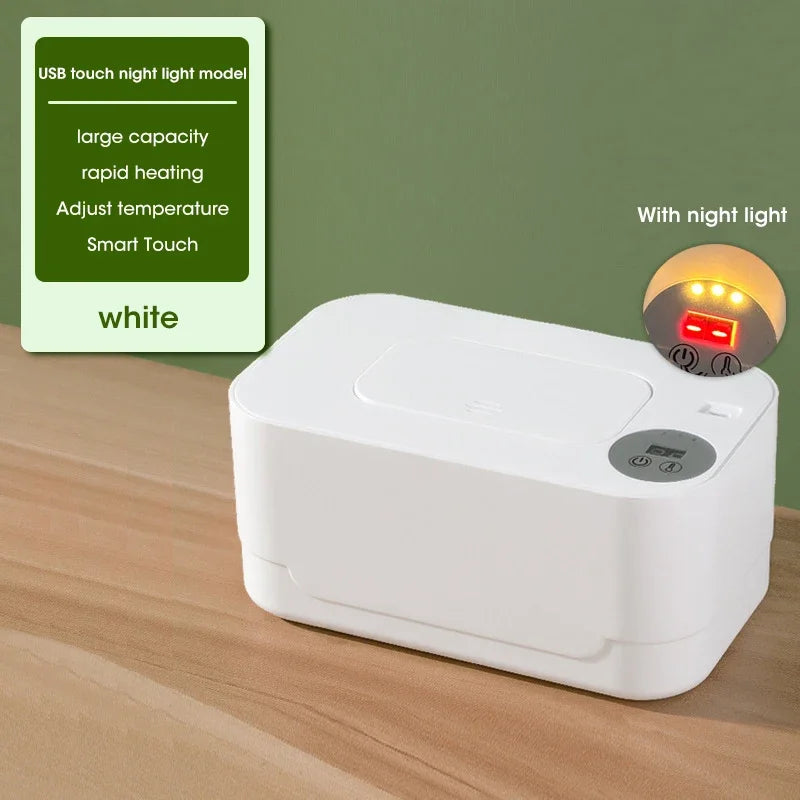 USB Baby Wipe Warmer with LED Display — Thermostat, Holds 80 Wipes