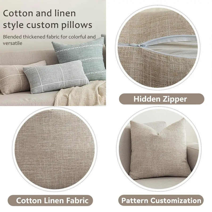 Japanese Art Cushion Cover — Natural Linen | Double-Sided Print