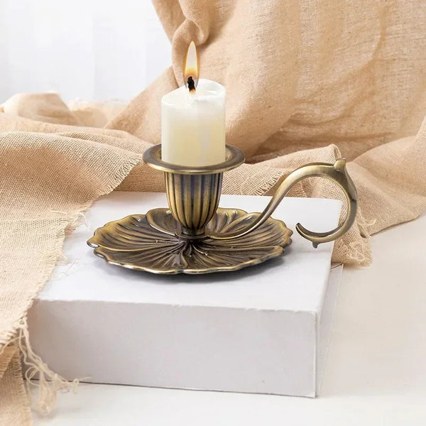 European Handheld Taper Candlestick — Retro Single-Head | Candlelight Dining