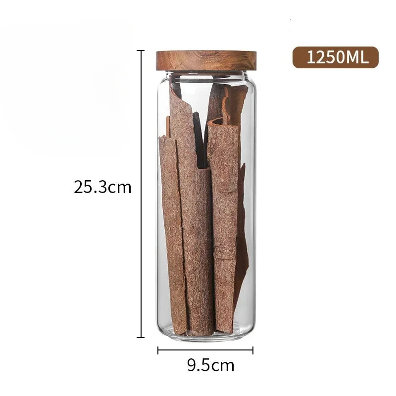 Glass canister with wooden lid