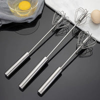 Stainless Steel Rotary Whisk — Semi-Automatic Press & Spin, Small / Medium / Large