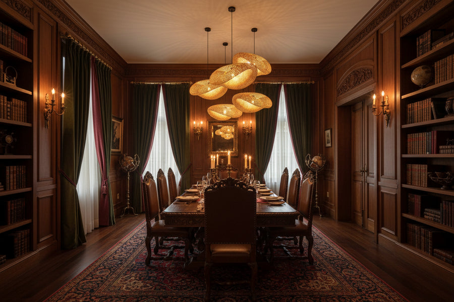 Hand-woven bamboo & rattan pendant light