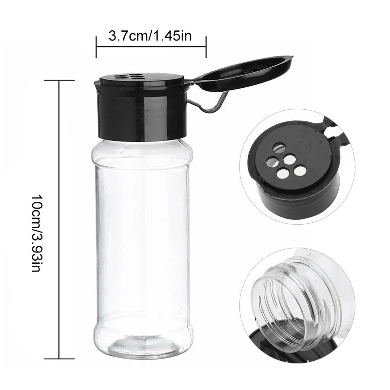 Clear spice jar set with labels
