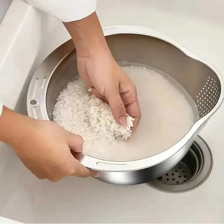 Rice Washer Strainer Bowl | Stainless Steel