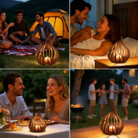 Flame-Shaped Layered Wood Candle Holder | Natural Wood | S, M, L & Set of 3