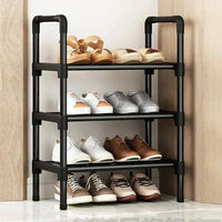 Black elevated shoe rack
