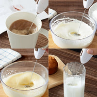 Handheld Electric Milk Frother & Egg Beater — Battery Powered, Stainless Steel