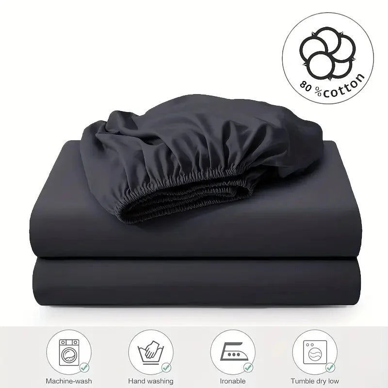 Washed cotton fitted sheet