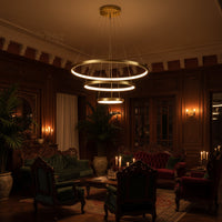 Modern LED Ring Chandelier — Dimmable Pendant Light, 1–4 Rings