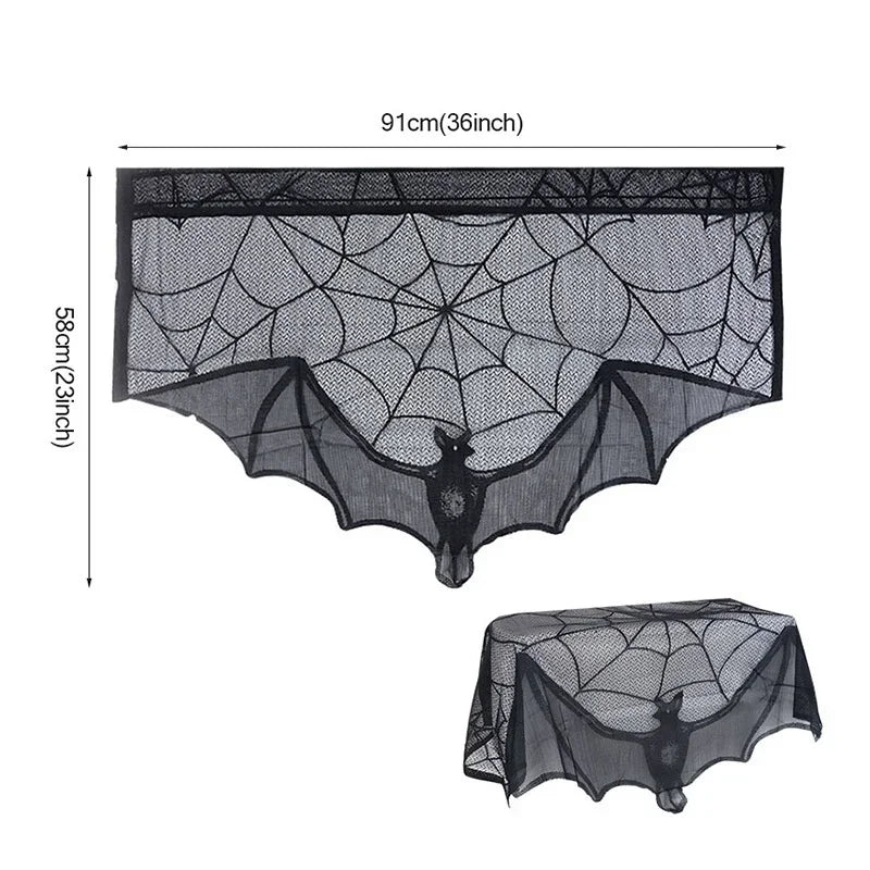 Halloween Bats & Spider Web Lace Decor Set