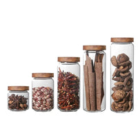 Glass canister with wooden lid