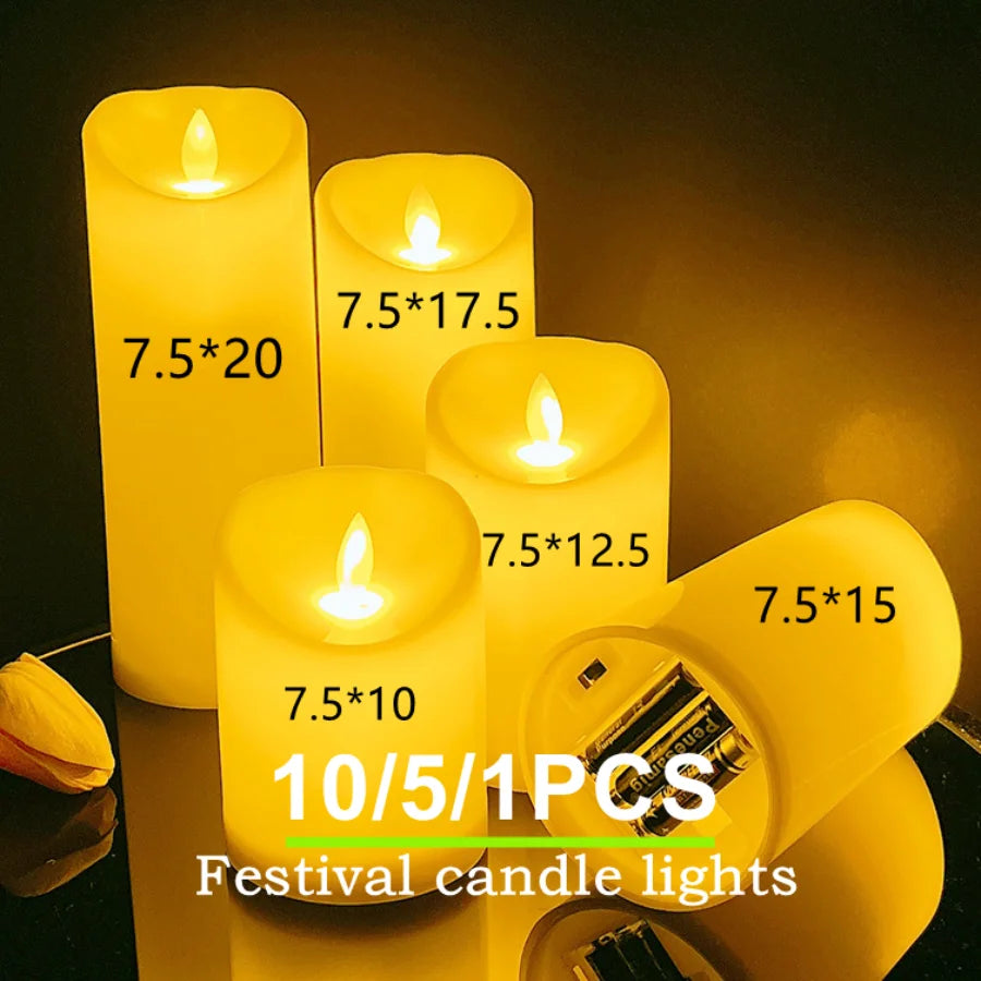 Flameless LED Pillar Candles — Warm Flicker | Set of 1–10 | Wedding & Events
