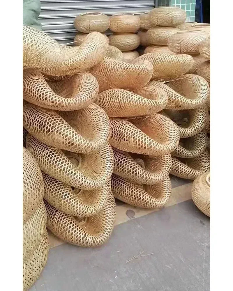 Hand-woven bamboo & rattan pendant light