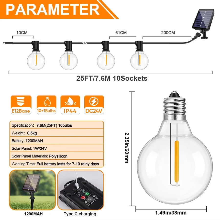 G40 Outdoor Solar String Lights