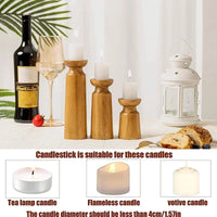 3-Piece Natural Wooden Candlestick Set — Retro | Wedding & Table Décor