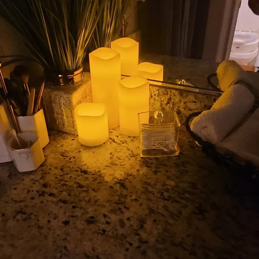 Flameless LED Pillar Candles — Warm Flicker | Set of 1–10 | Wedding & Events