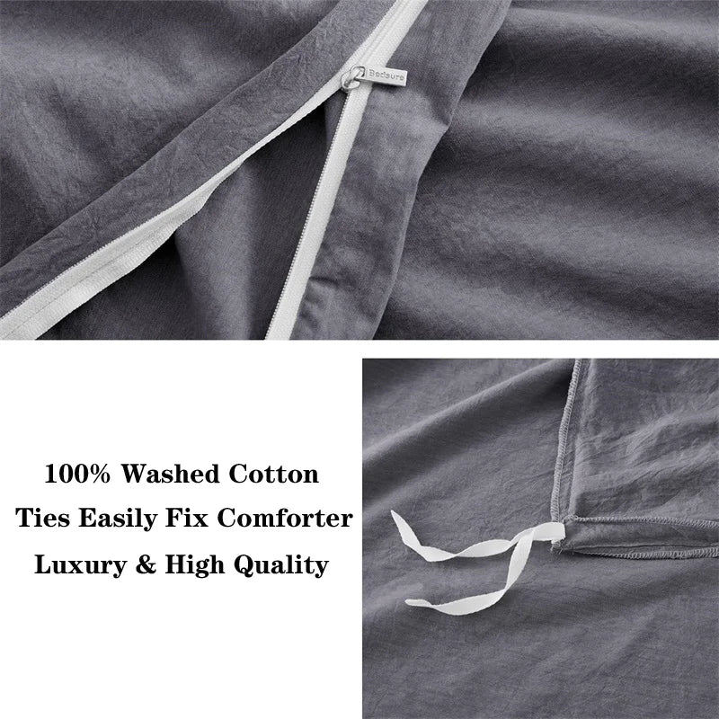 Washed Cotton Duvet Cover Set — 3-Piece, 16 Colours, 12 Sizes