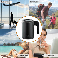 Compact Travel Electric Kettle 0.8L | Stainless Steel | White & Black