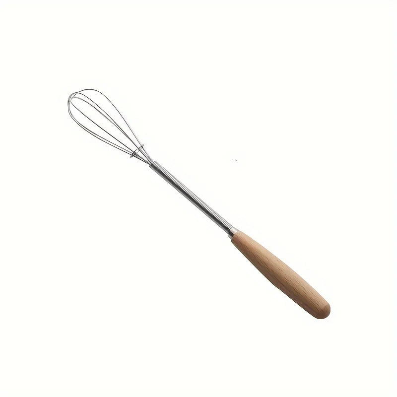 Mini Stainless Steel Whisk with Wooden Handle — Single or 3-Pack