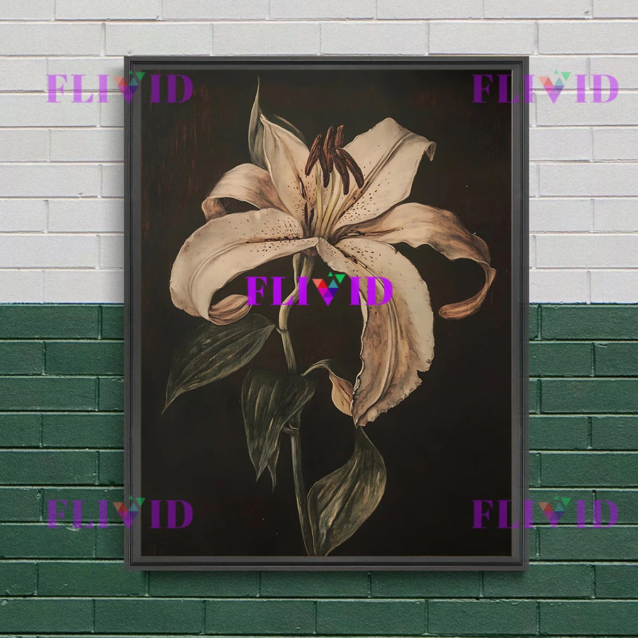 Dark moody floral rose canvas print