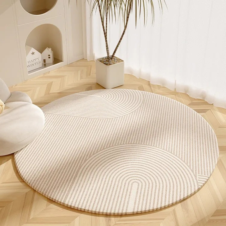 Minimalist Geometric Round Rug | Soft Flannel | Nordic Home Decor
